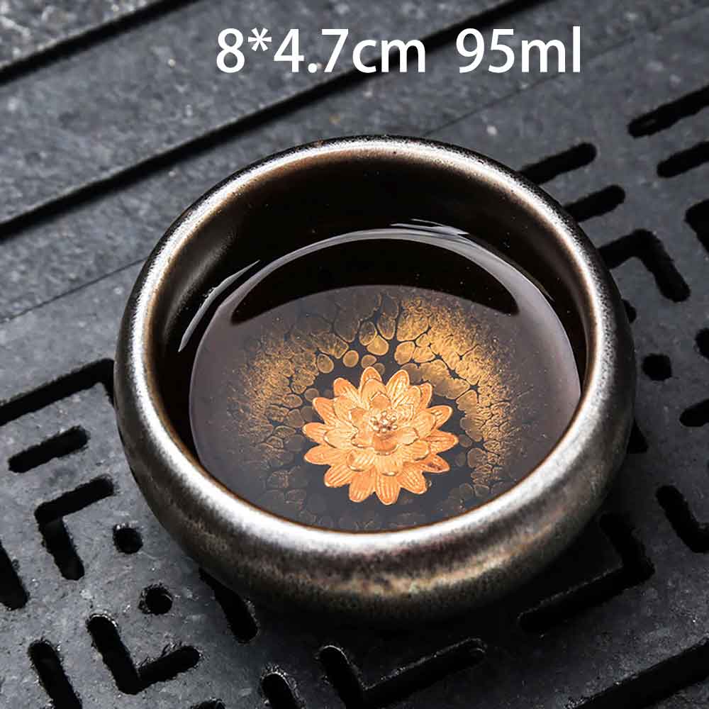 Tenmoku Jian Bowl Silver Inlaid Tea Cup-2