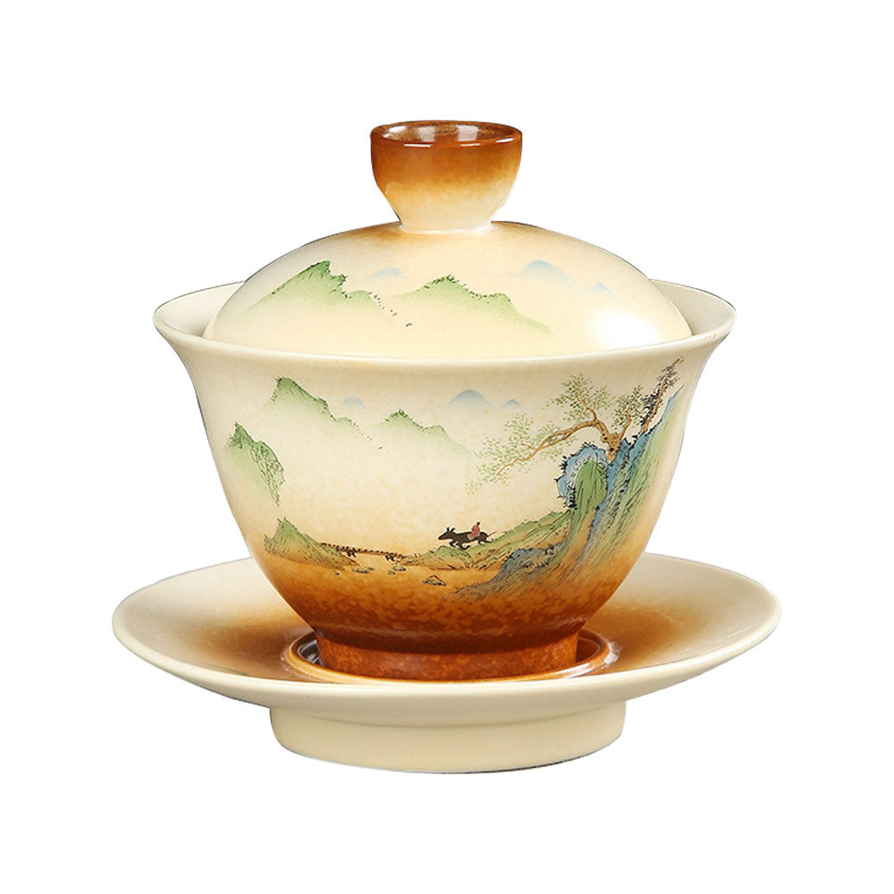 Vintage Landscape Ceramic Gaiwan