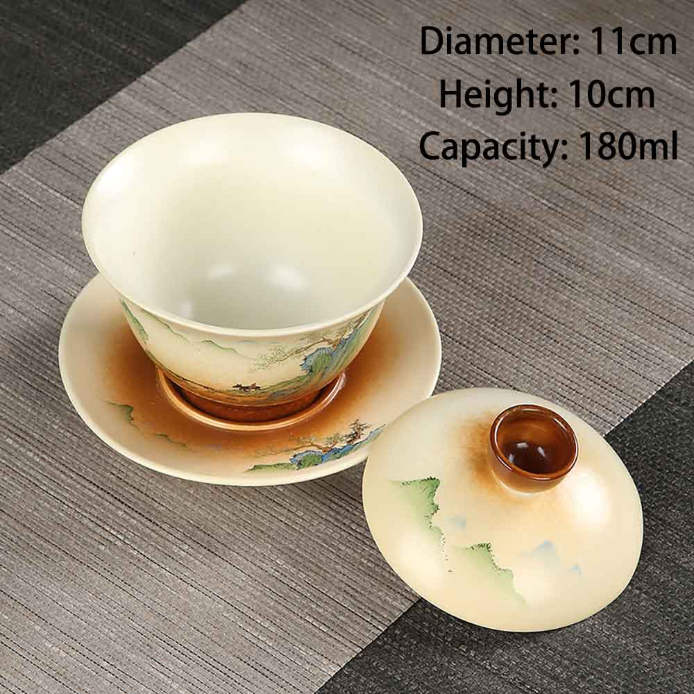 Vintage Landscape Ceramic Gaiwan